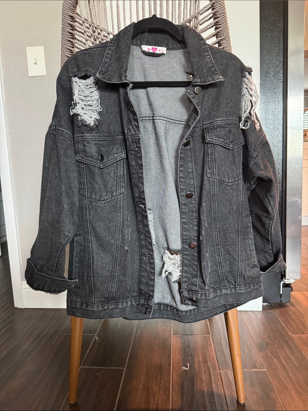 Buddy Love Black Washed Distressed Denim Jacket